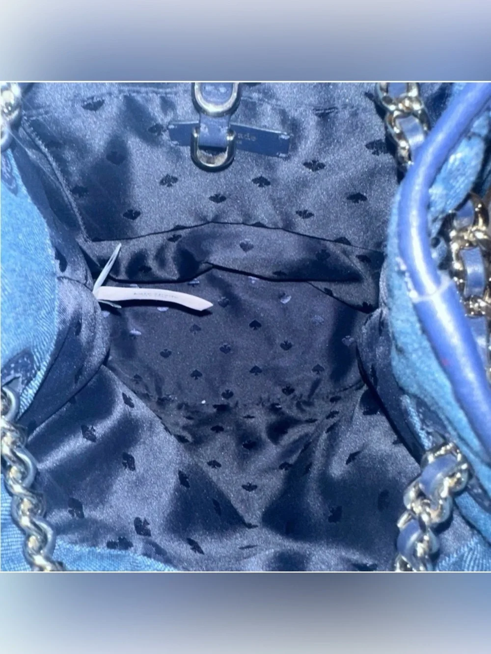 kate spade Quilted Blue Chain-Detail Backpack